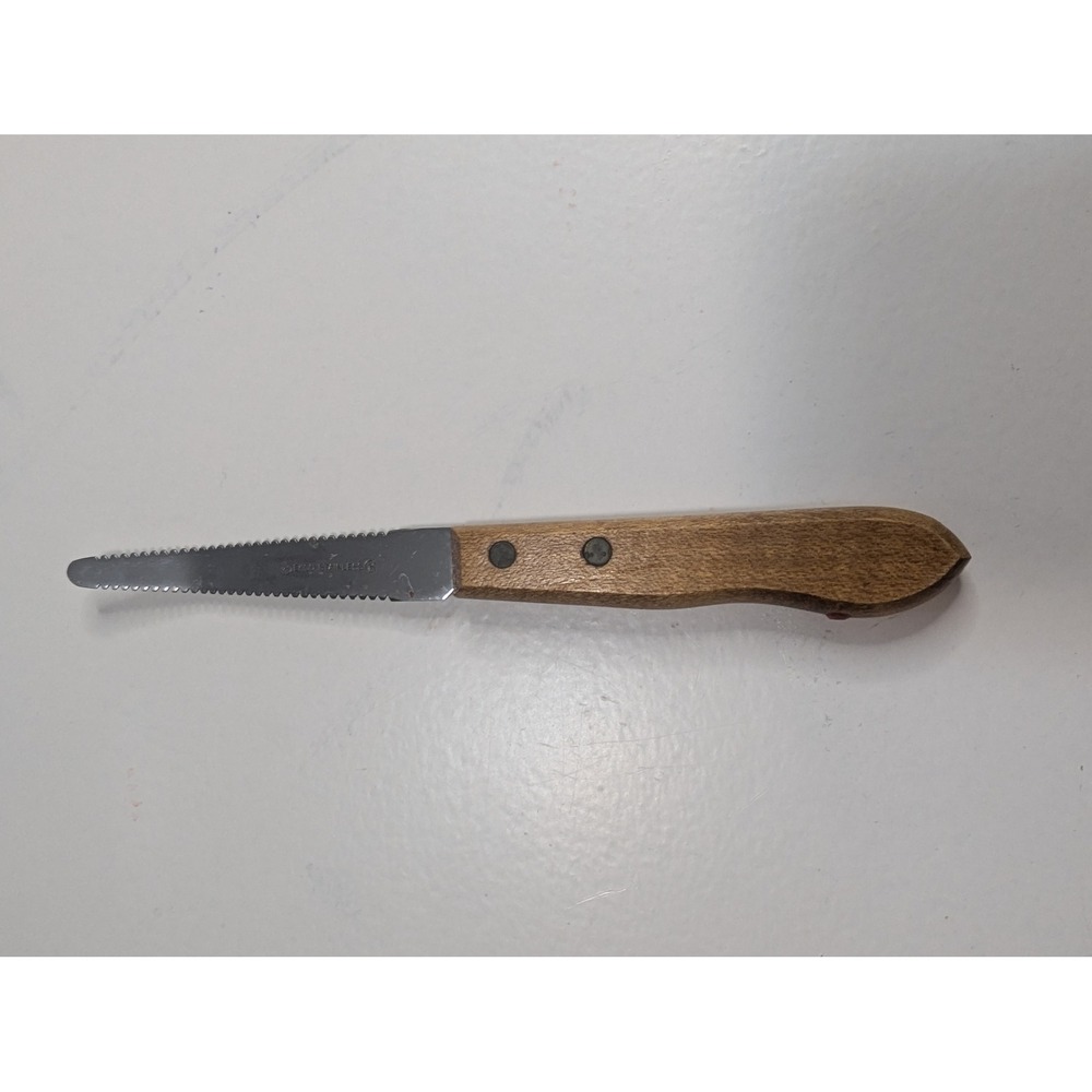 Ekco Stainless Steel Grapefruit Knife Double Serrated Wood Handle Vintage 7.5in